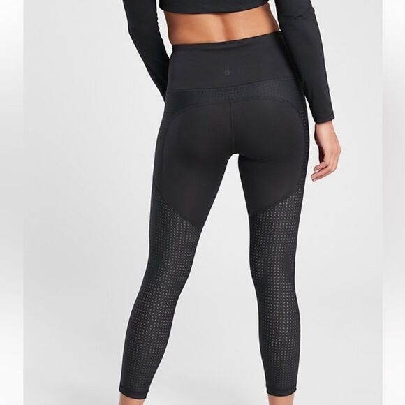equilibrium activewear Pants - Black Mesh Bottom Shiny Leggings